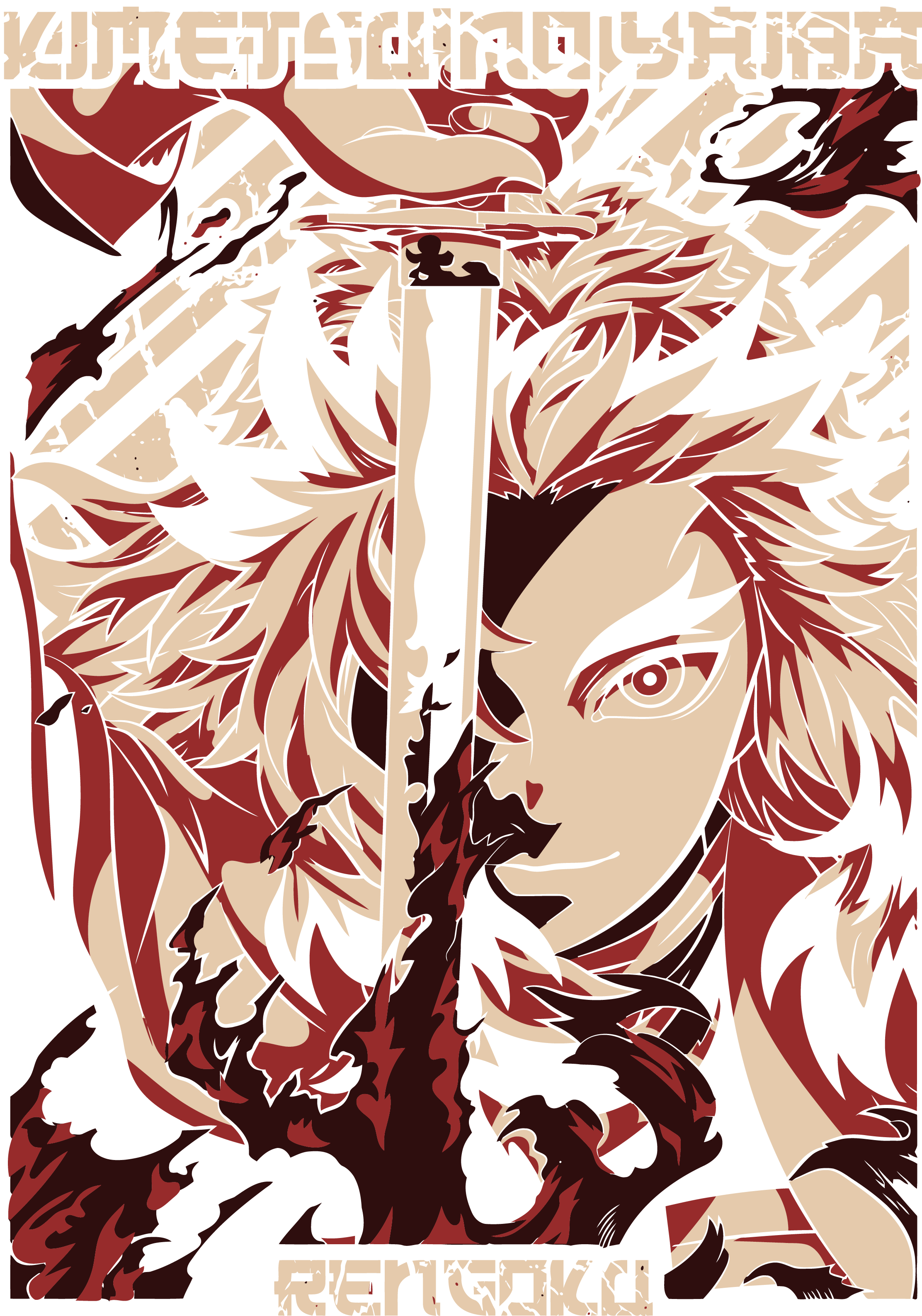 RENGOKU, negro, estampado frontal